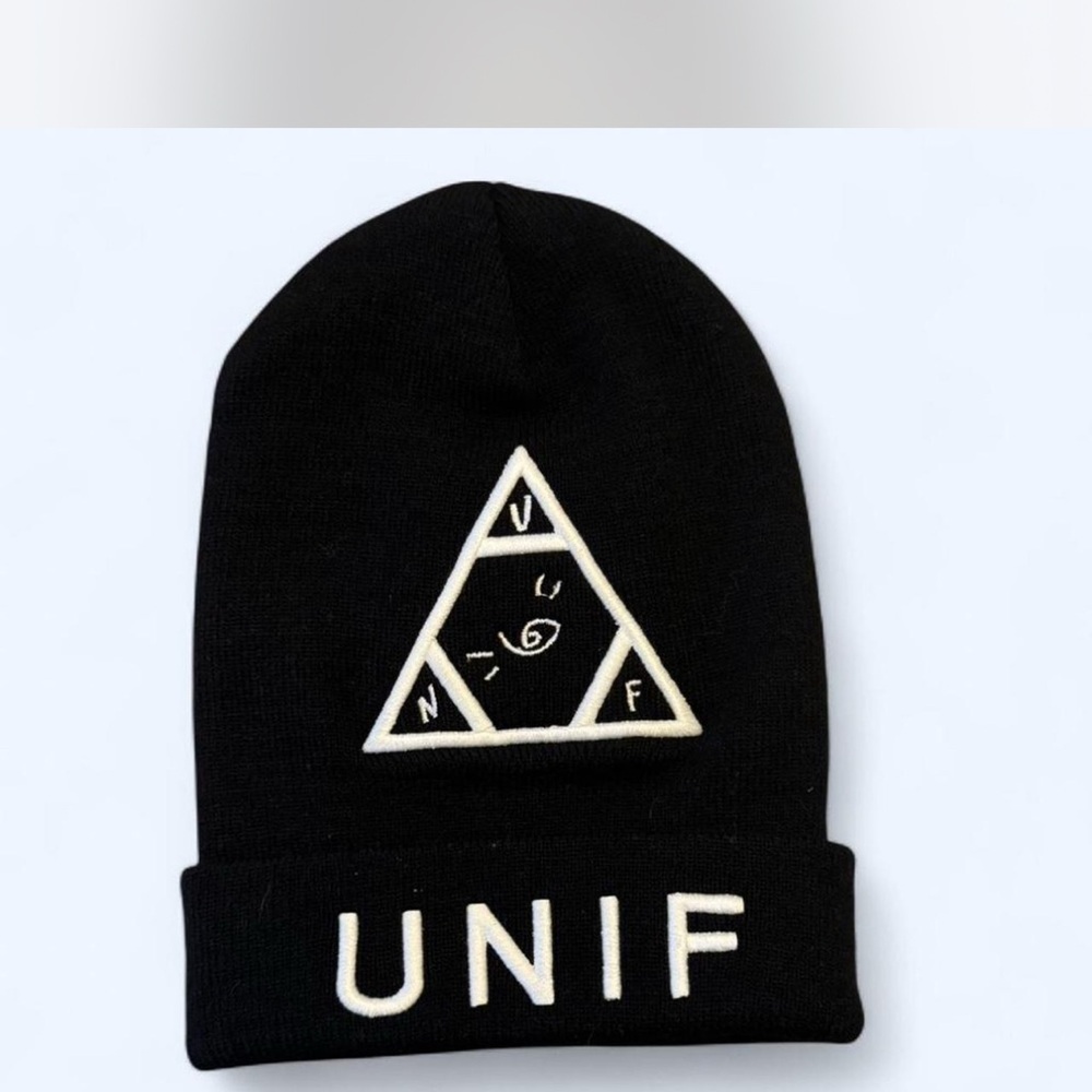 UNIF Black Beanie with White Logo